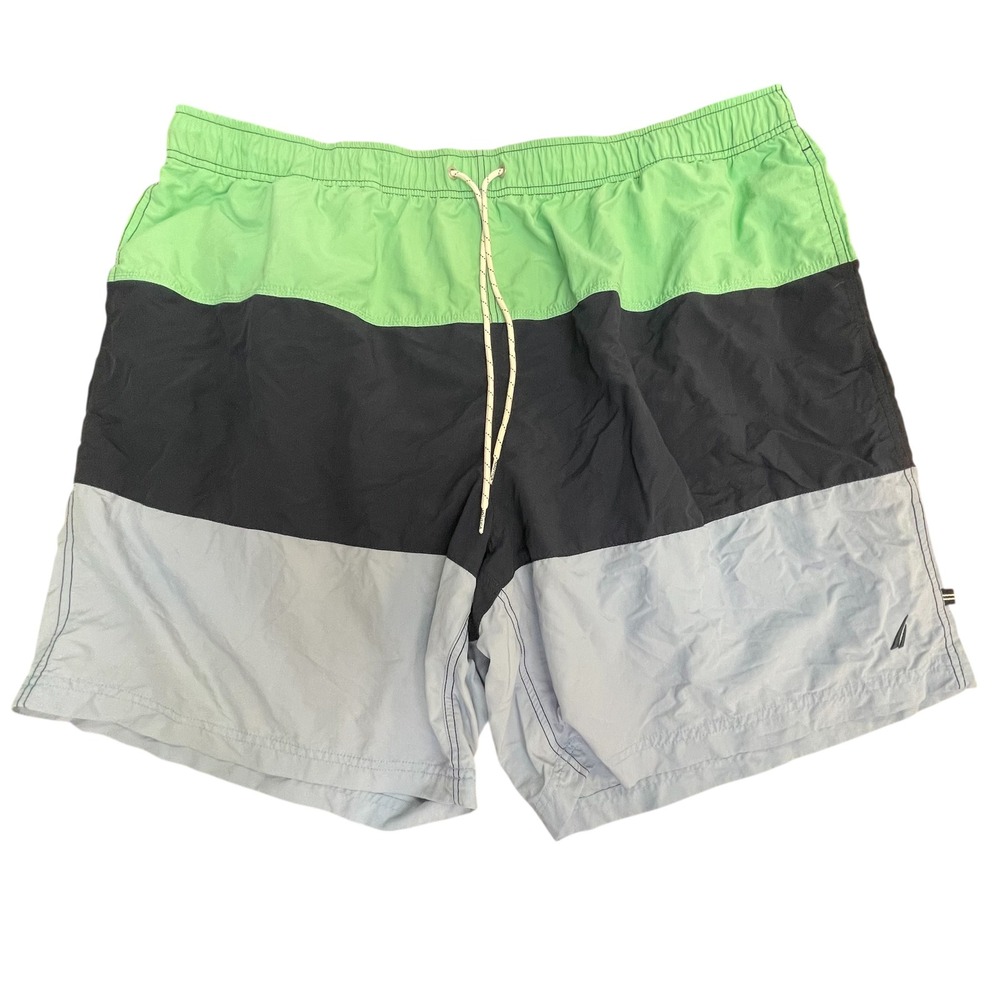 Nautica Mens Swim Trunks Shorts‎ Color Block Drawstring Casual